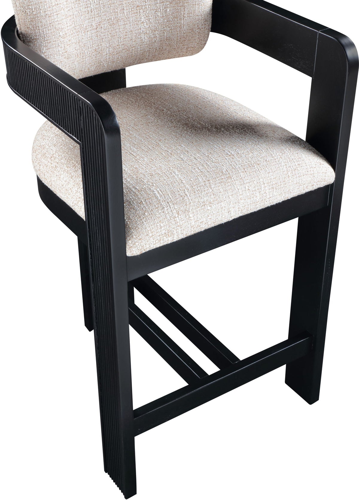 Sacha - Linen Stool With Black Base