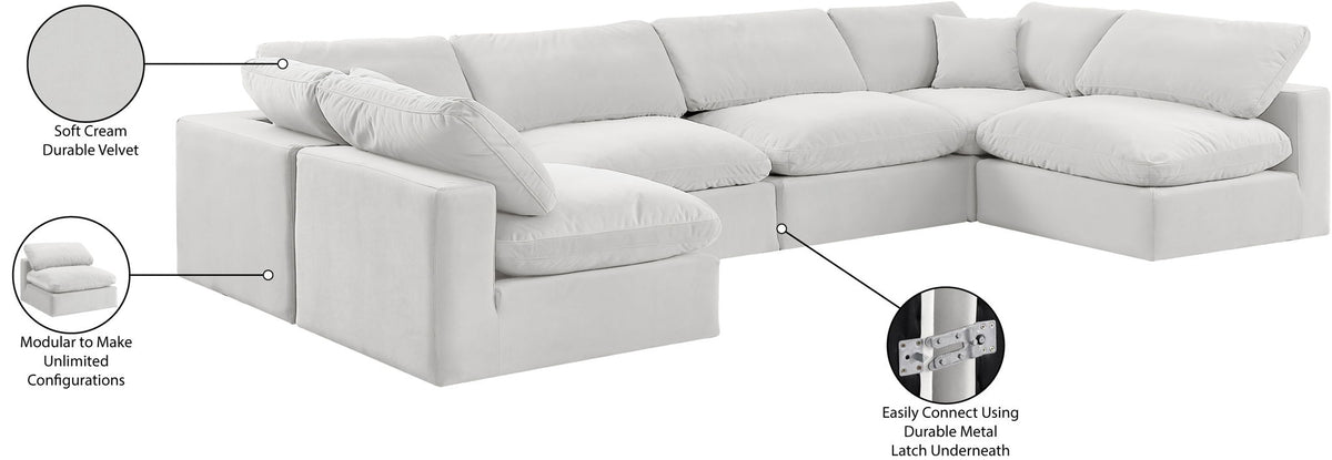 Comfy - 6 Piece Velvet Modular Armless Sectional