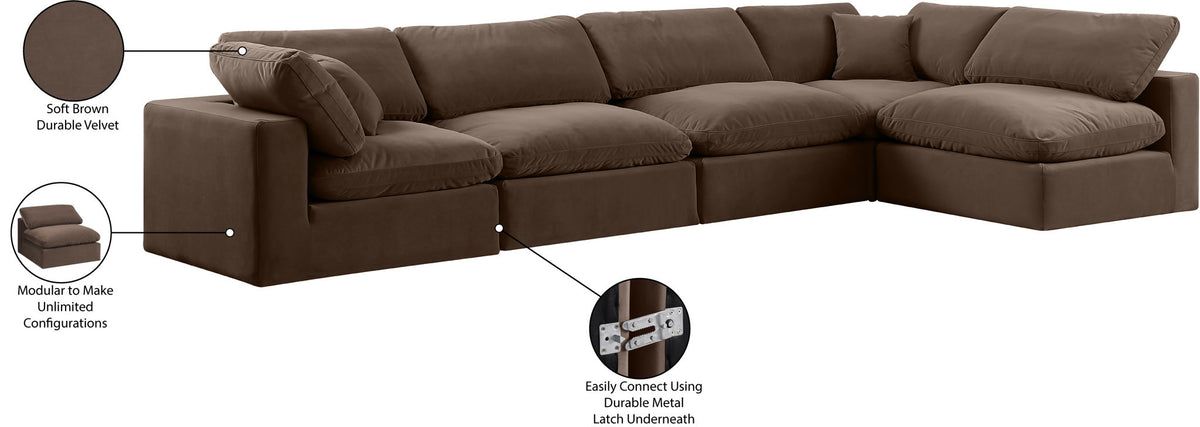 Comfy - 5 Piece Velvet Modular Sectional
