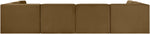 Rummi - Armless Velvet Performance Fabric Upholstered 6 Piece Modular Sectional