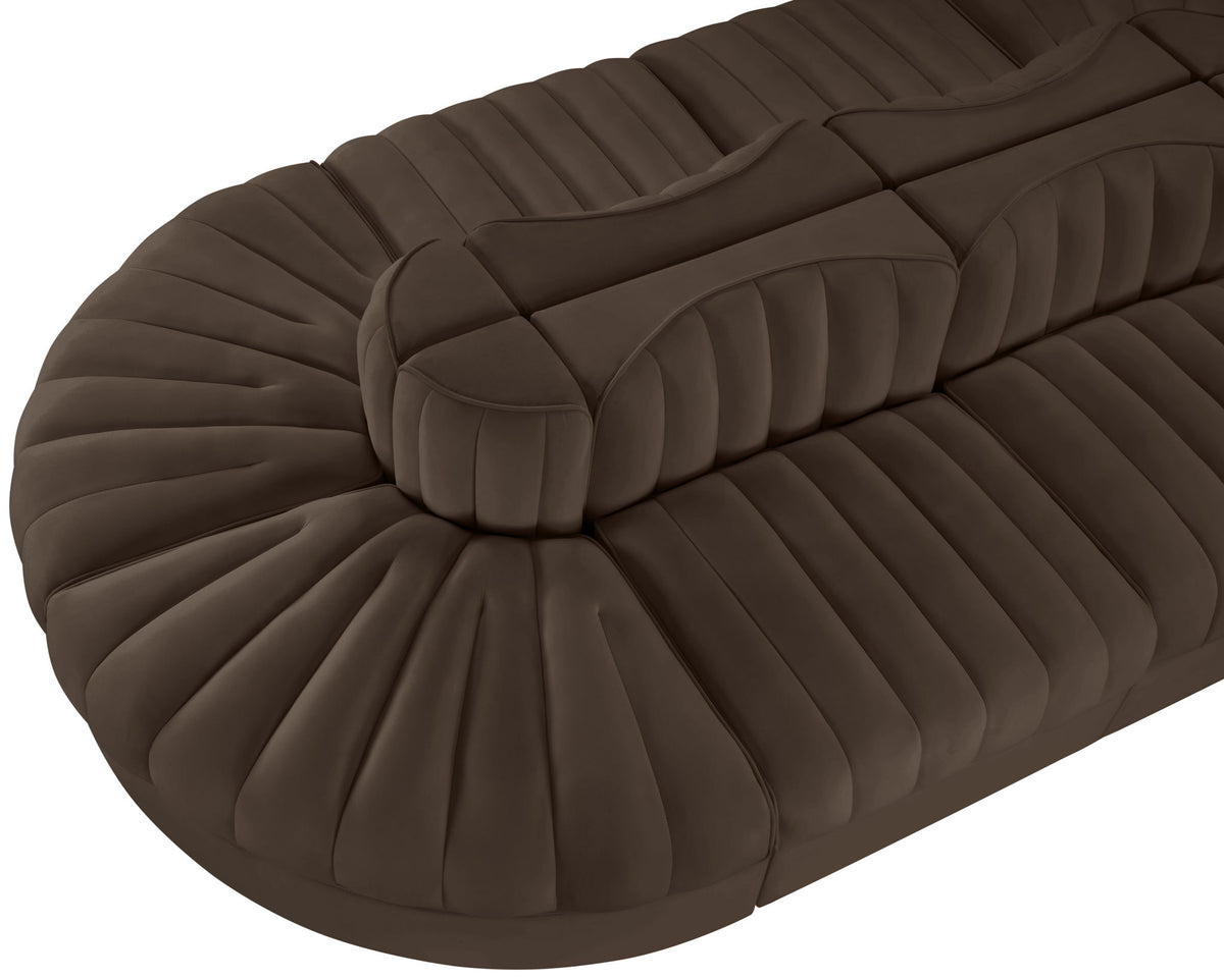 Rummi - Oval Velvet Performance Fabric Upholstered 8 Piece Modular Sectional
