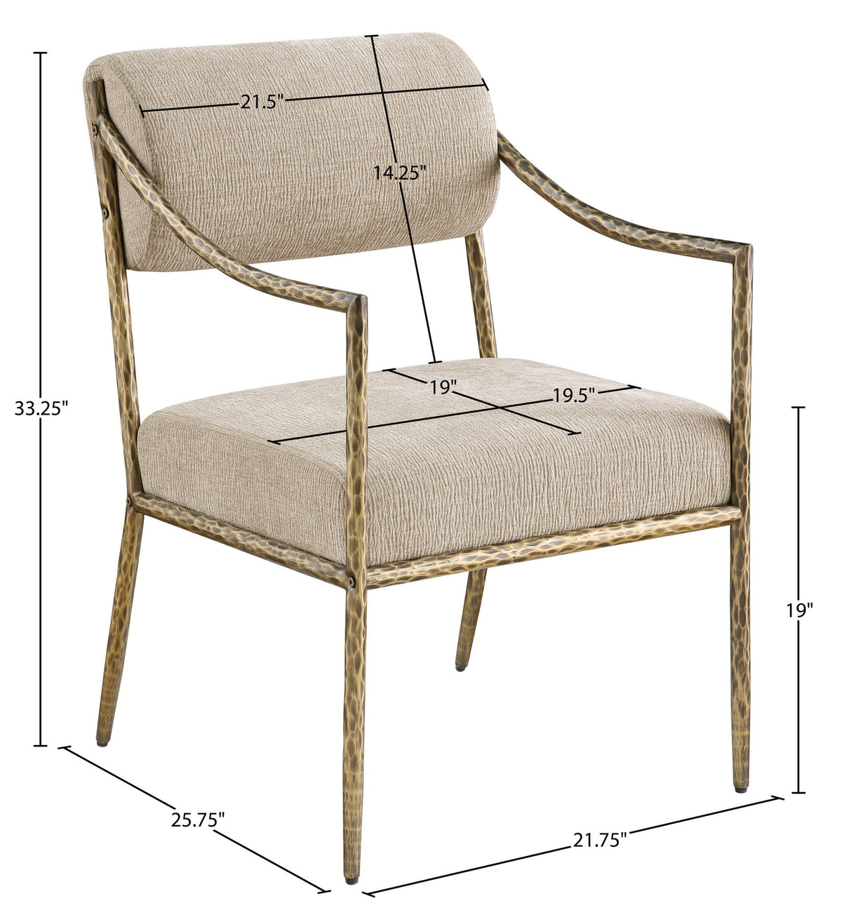 Bastille - Upholstered Dining Arm Chair (Set of 2) - Brass Frame