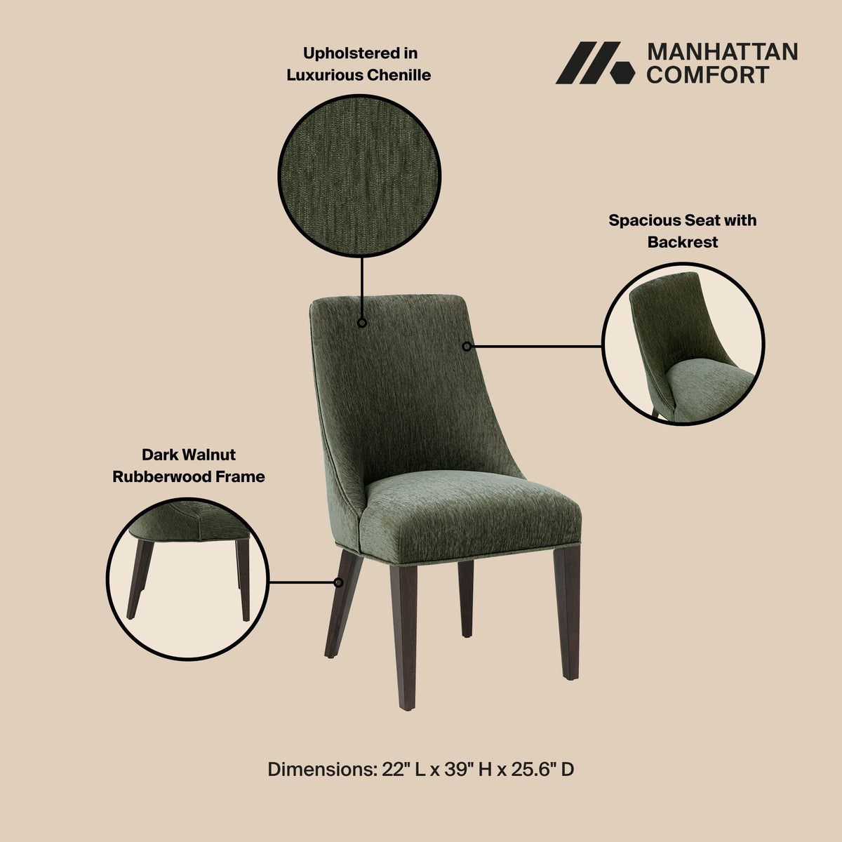 Manhattan Beever - Chenille Wood Dining Chair (Set of 2)