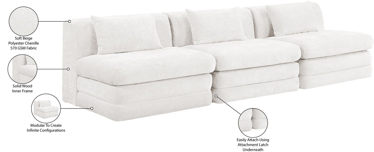 Stellar - 3 Piece 114" Upholstered Modular Armless Sofa