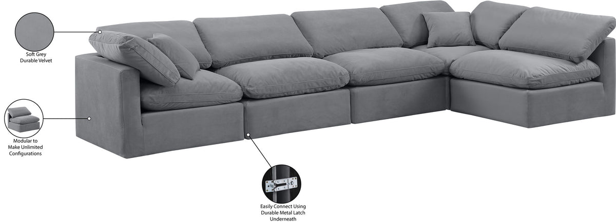 Indulge - Velvet 5 Piece Modular Sectional