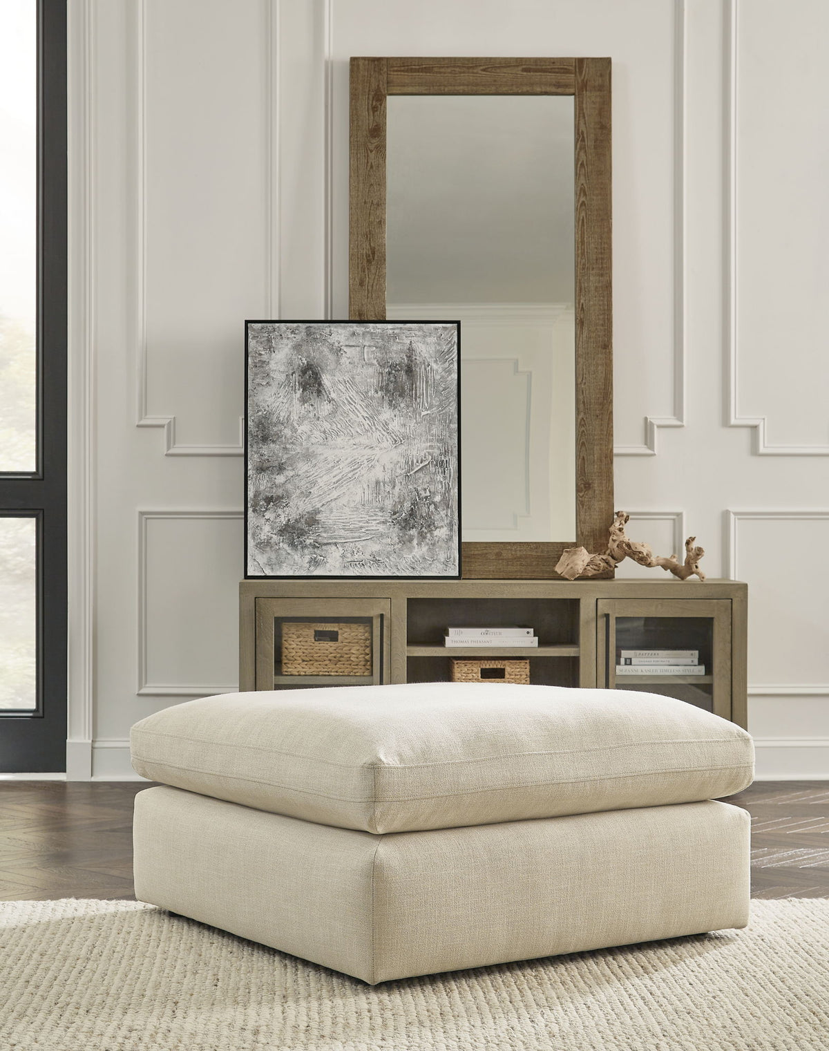 Elyza - Oversized Accent Ottoman - Linen