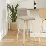 Vienna - 39.5" Swivel Bar Height Square Back Wood Bar Stool With Faux Leather Seat