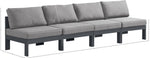 Nizuc - Outdoor Patio 4 Seat Armless Modular Sofa With Gray Frame
