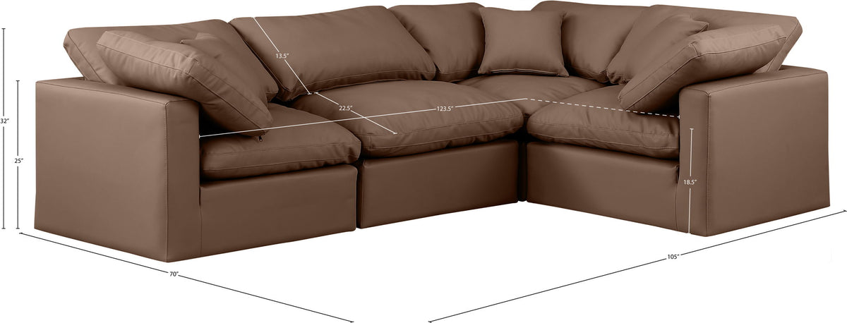 Indulge - Faux Leather 4 Piece Modular Corner Sectional