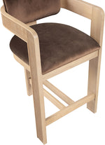 Sacha - Velvet Stool With Natural Base