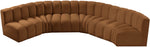 Arc - Velvet 6 Piece U-Shaped Modular Sofa - Saddle