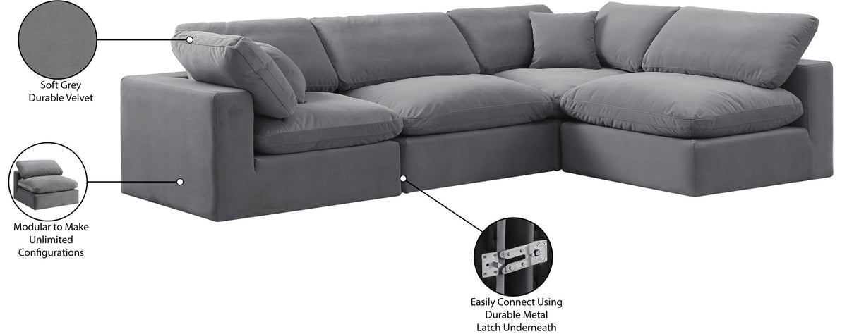Comfy - 4 Piece Velvet Modular Armless Sectional