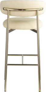 Lupita - Vegan Leather Upholstered Bar Stool (Set of 2) - Cream / Brushed Gold