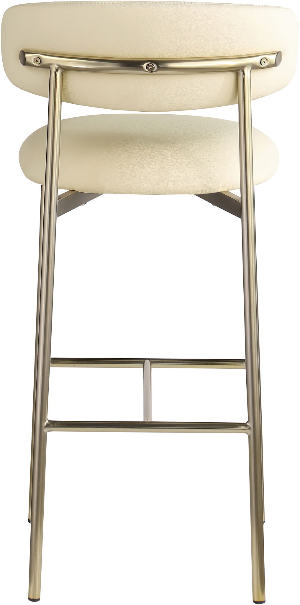 Lupita - Vegan Leather Upholstered Bar Stool (Set of 2) - Cream / Brushed Gold