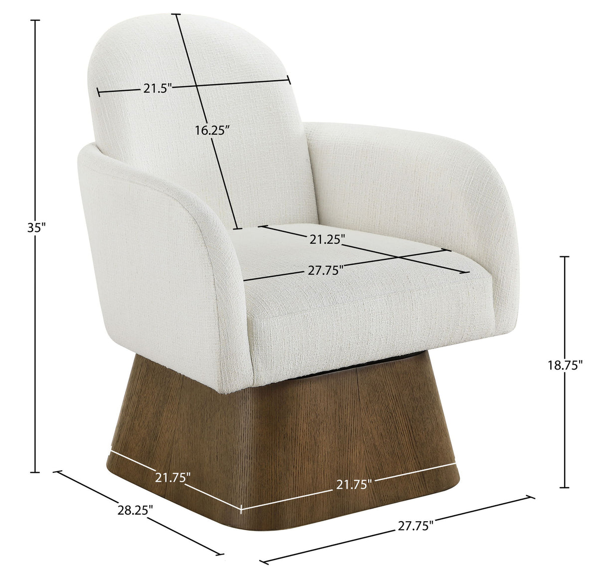 Marlowe - Linen Textured Fabric Upholstered Swivel Accent Chair - Stained Brown
