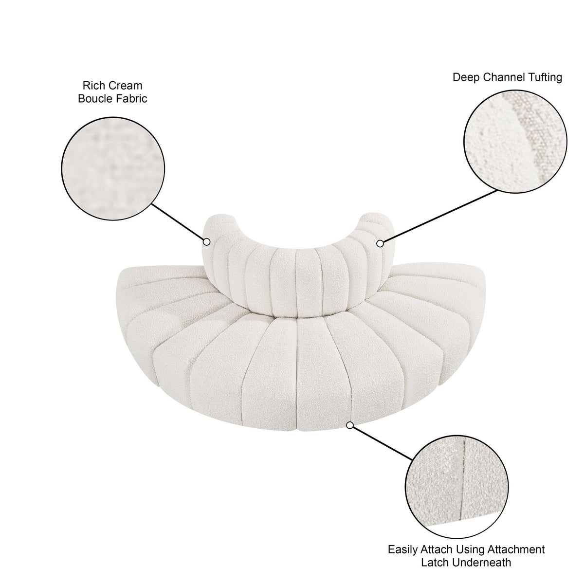 Arc - Boucle Fabric 4 Piece Modular Sofa