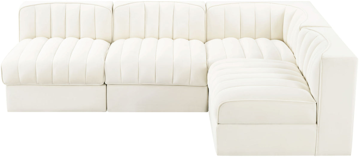 Rummi - Armless Velvet Performance Fabric Upholstered 4 Piece Modular Sectional