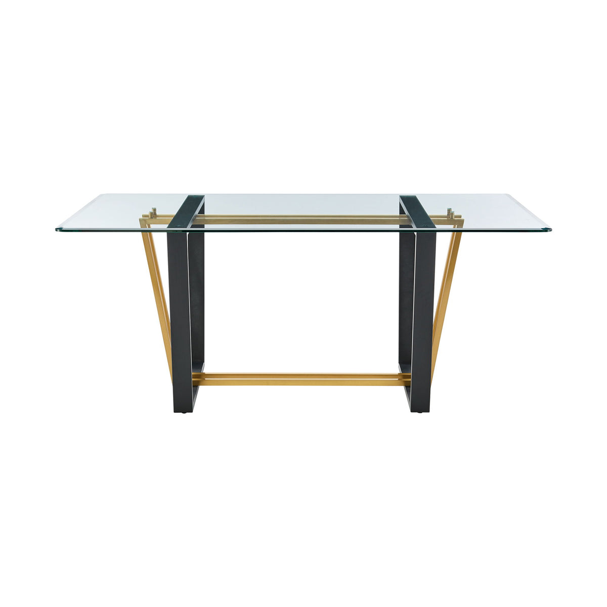 Kai Anastasia - Rectangular Glass Dining Table Set - Gold Brushed Base