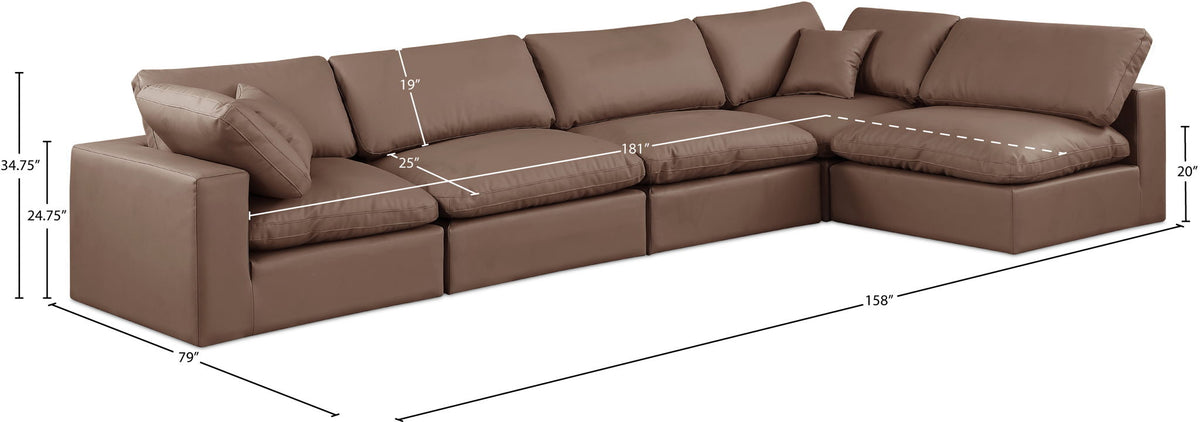 Comfy - 5 Piece Faux Leather Modular Sectional