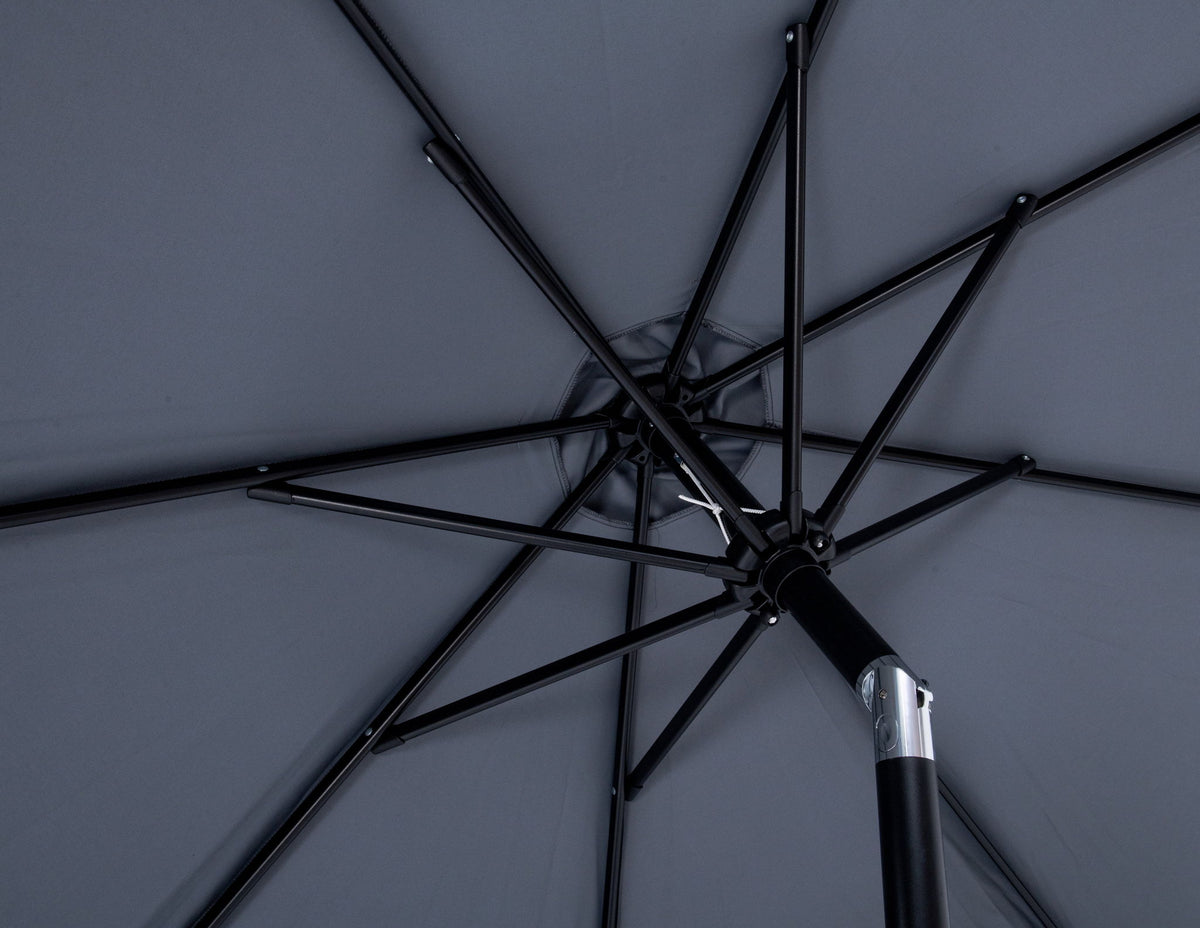 Fiji - Aluminum Patio Umbrella With Round Teak And Black Base