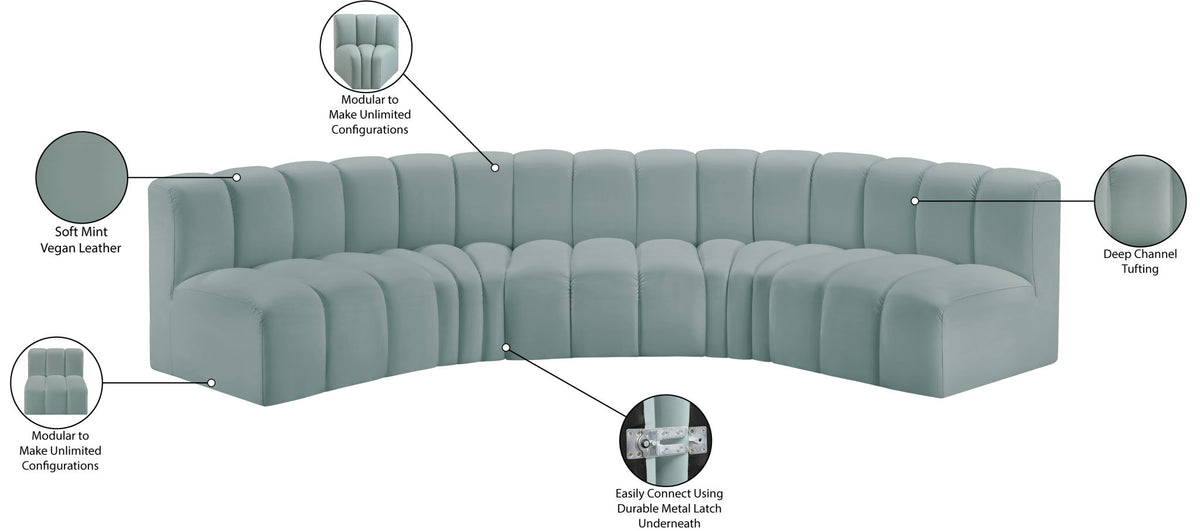 Arc - Faux Leather 5 Piece U-Shaped Modular Sofa