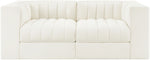 Rummi - Velvet Performance Fabric Upholstered 2 Piece Modular Loveseat