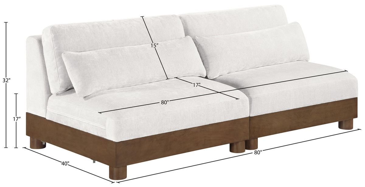 Turin - Chenille Fabric Upholstered Modular Sectional - Cream