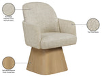Marlowe - Linen Textured Fabric Upholstered Swivel Dining Arm Chair - Stained Natural