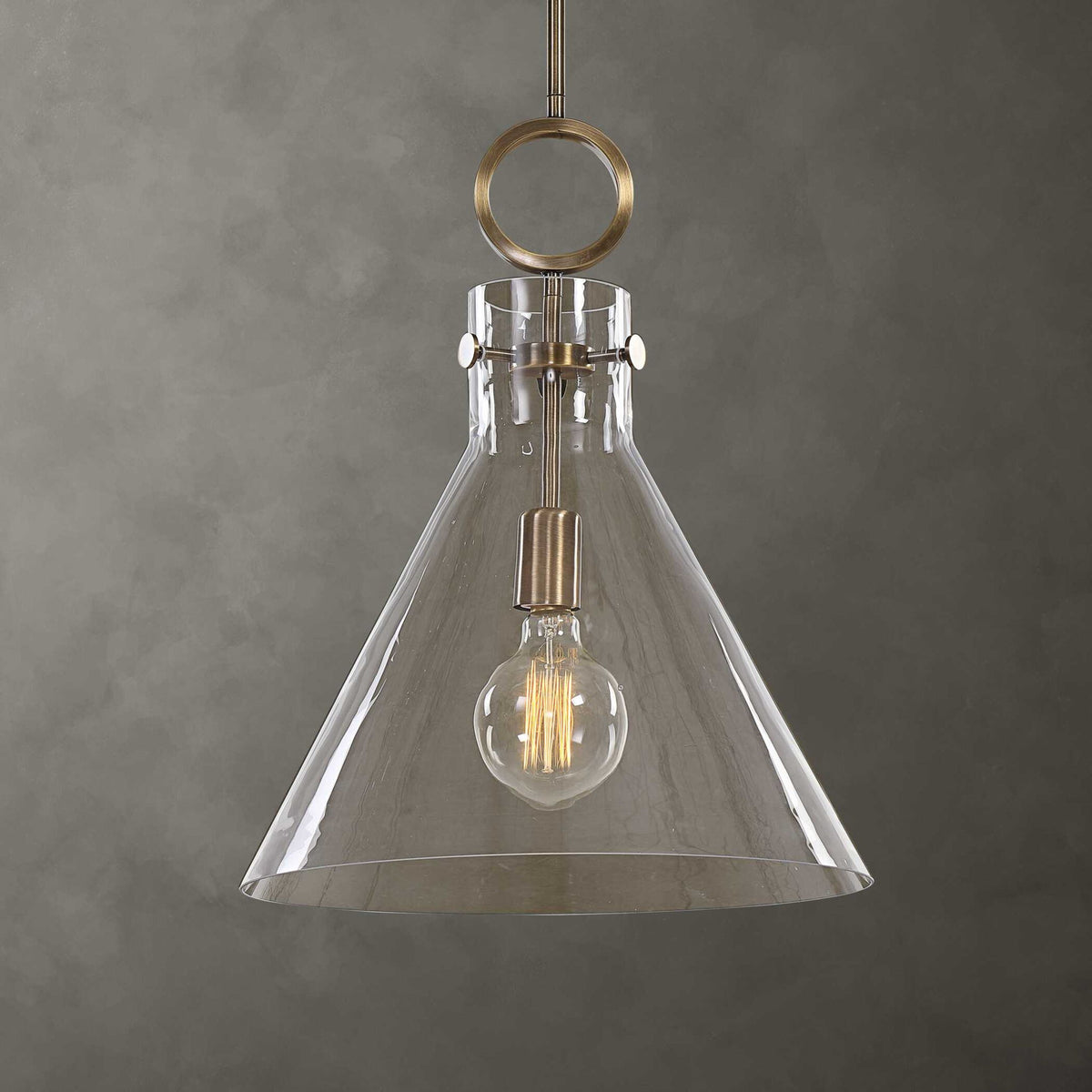 Imbuto - Funnel Glass 1 Light Pendant - White & Gold