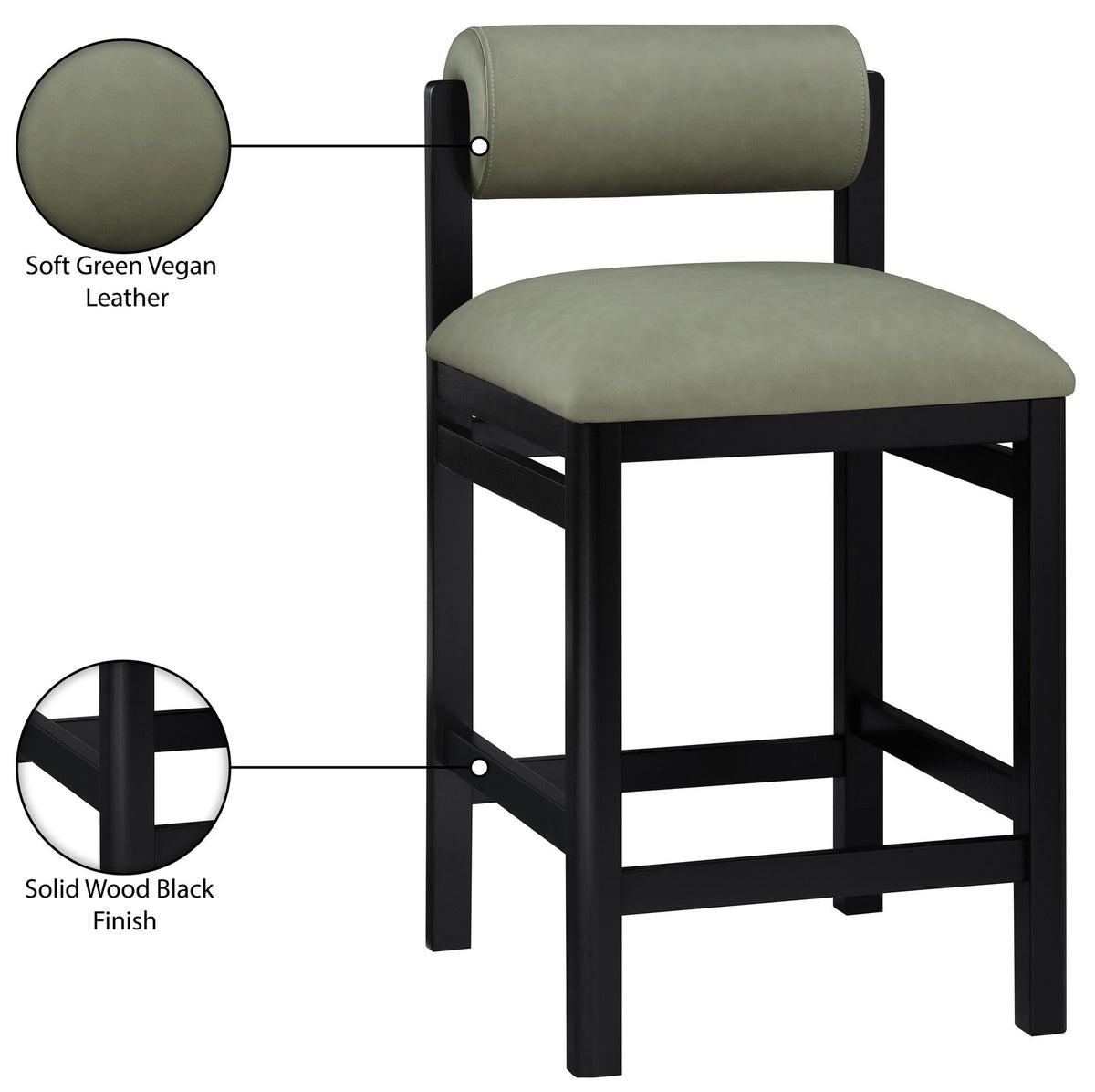 Roundhill - Faux Leather Counter Stool - Black Frame