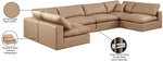 Comfy - 6 Piece Faux Leather Modular Armless Sectional - Tan