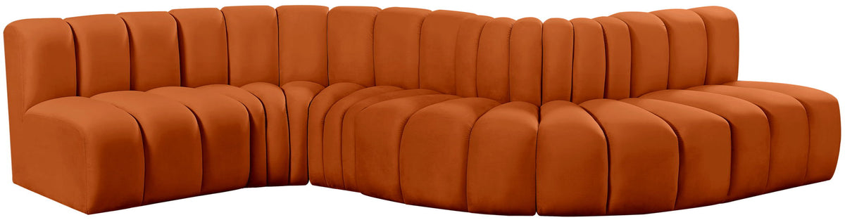 Arc - Velvet 6 Piece Curved Modular Sofa