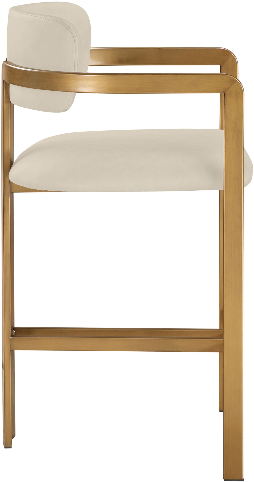 Aurum - Vegan Leather Upholstered Counter Stool With Brushed Brass Base