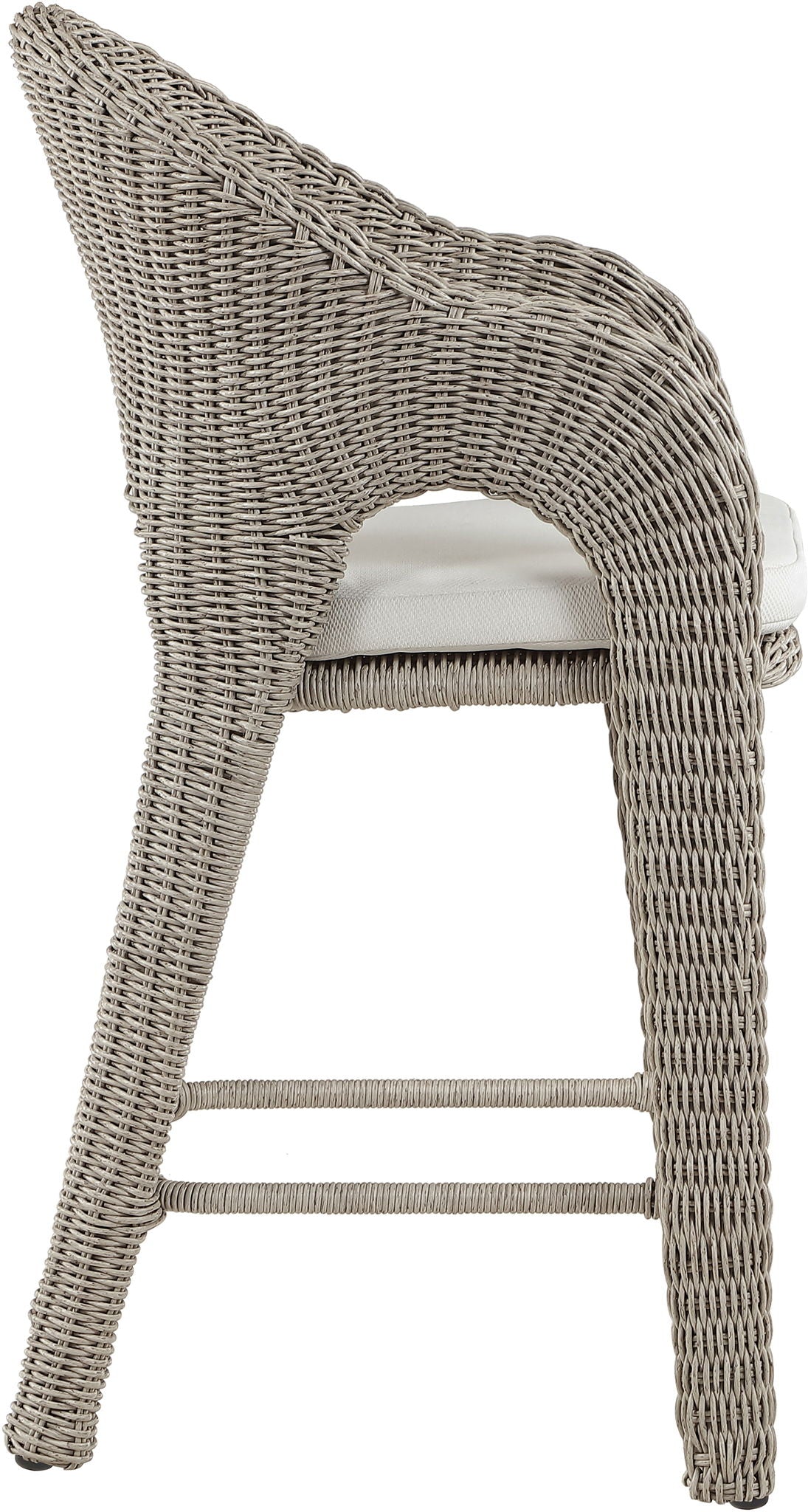 Seacrest - Olefin Water Resistant Fabric And Wicker Outdoor Patio Bar Stool