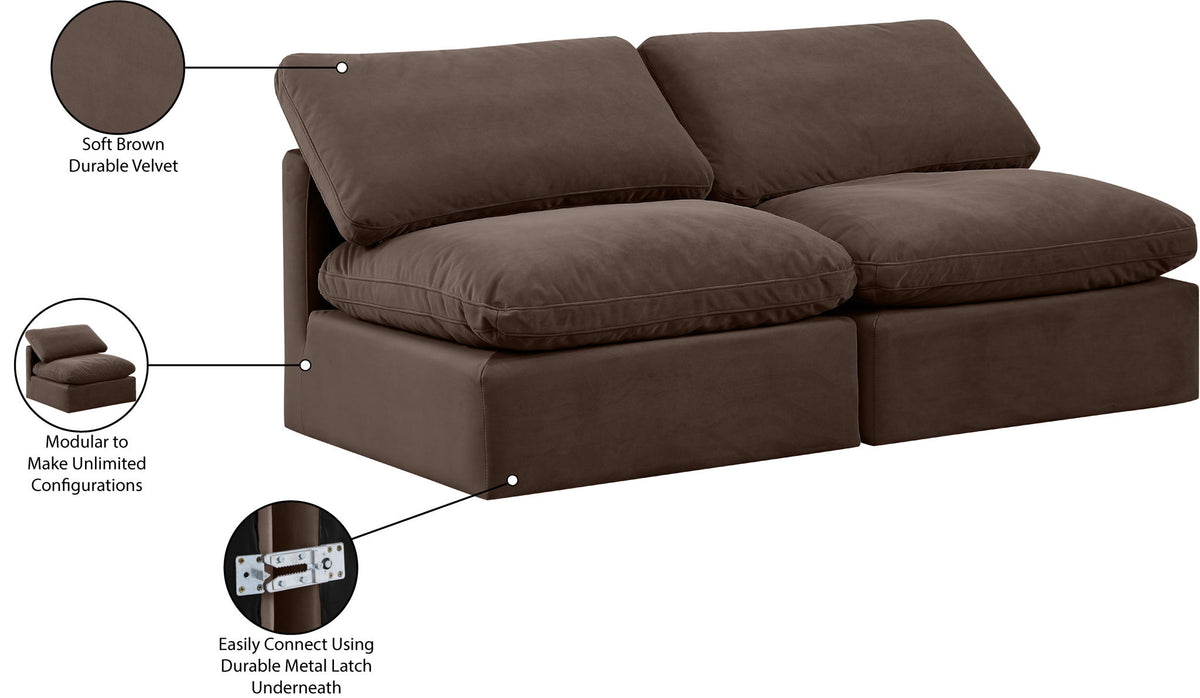 Indulge - Velvet 2 Seat Modular Armless Sofa