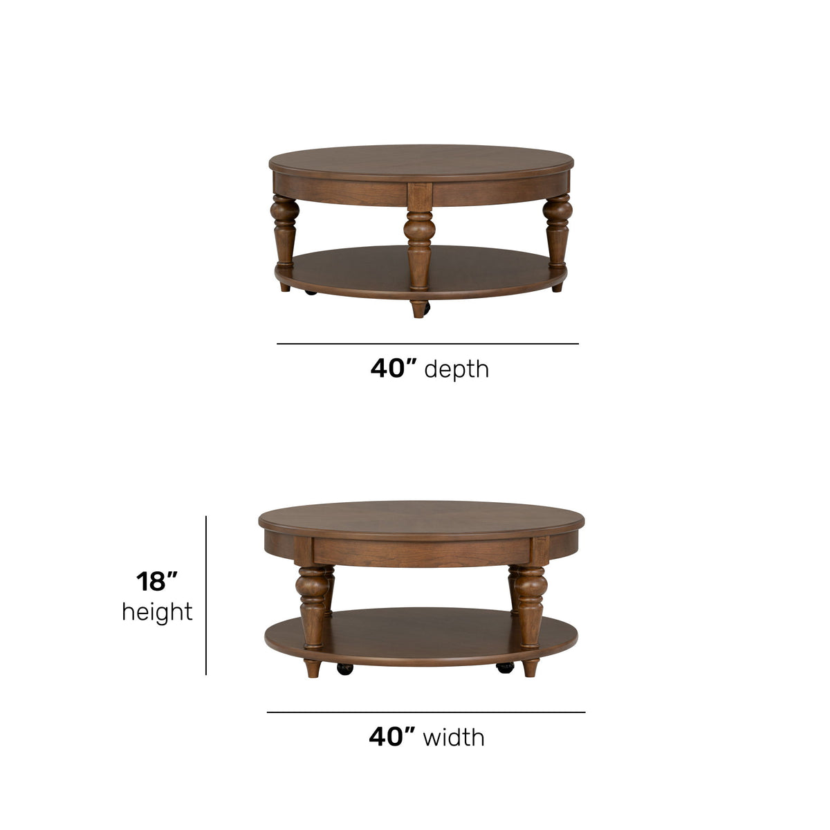Bellevue - Round Coffee Table With Casters - Whiskey Brown