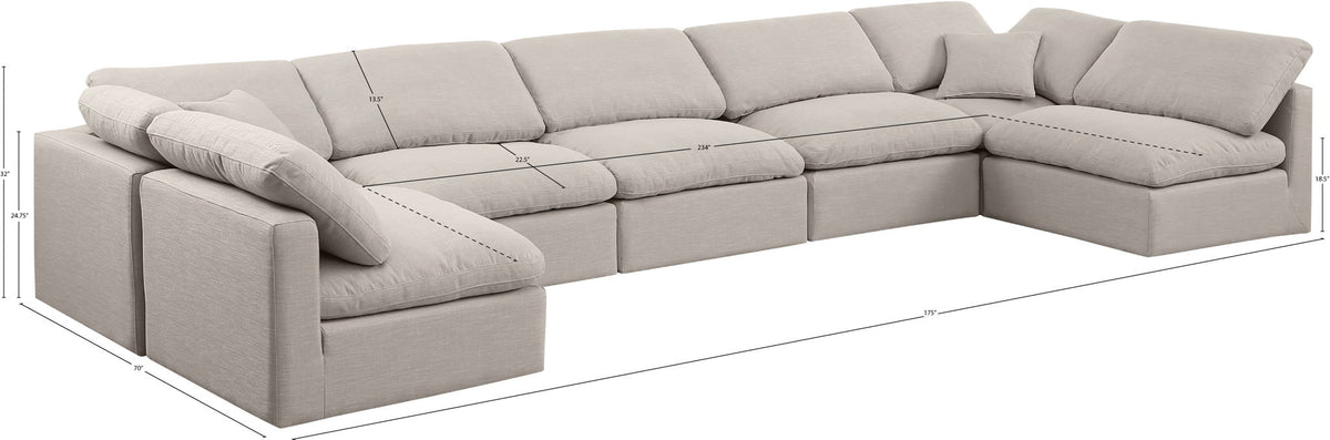 Indulge - Linen 7 Piece Modular U-Shaped Sectional