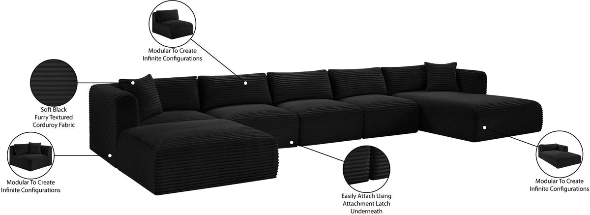 Shaggy - Fabric 6 Piece Modular Sectional With Chaise