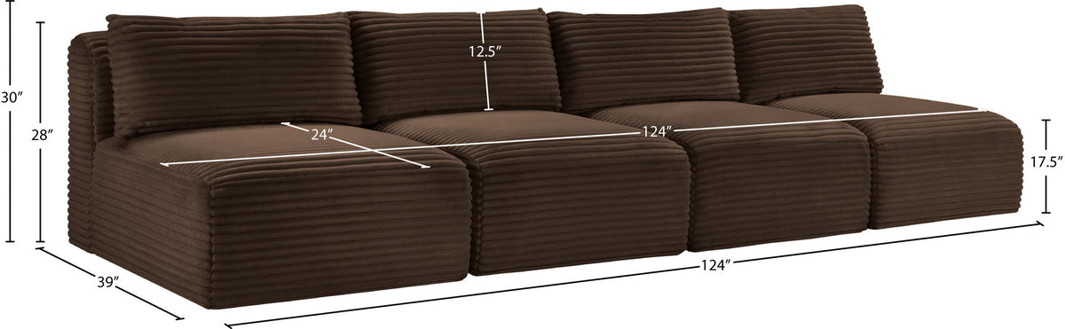 Shaggy - 4 Seat Modular Armless Sofa