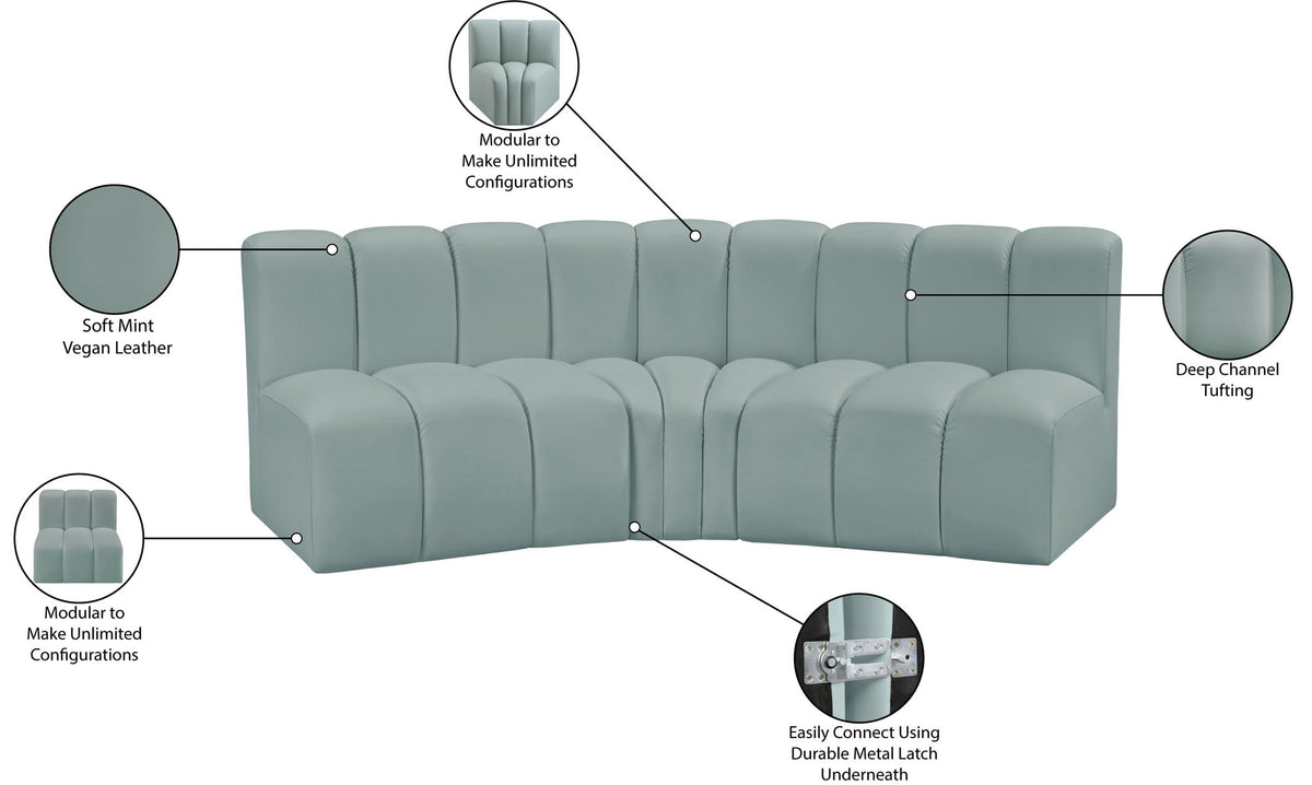 Arc - Faux Leather 3 Piece Modular Corner Sofa