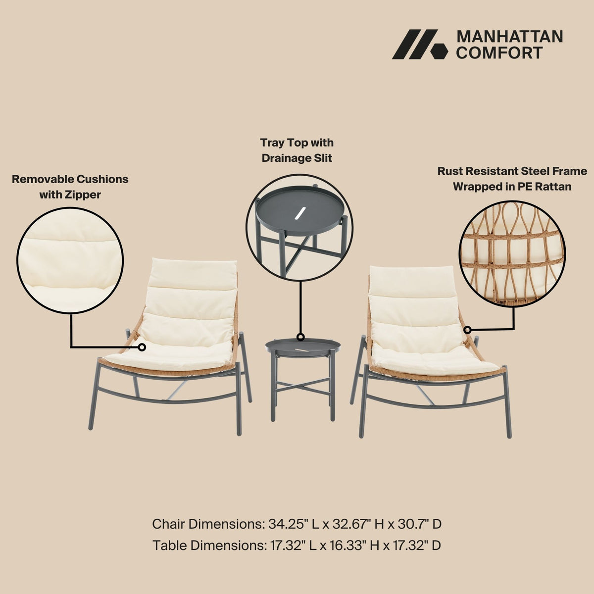 Manhattan Sunset - 3-Piece Conversation Set