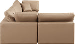 Comfy - 4 Piece Faux Leather Modular Armless Sectional - Tan