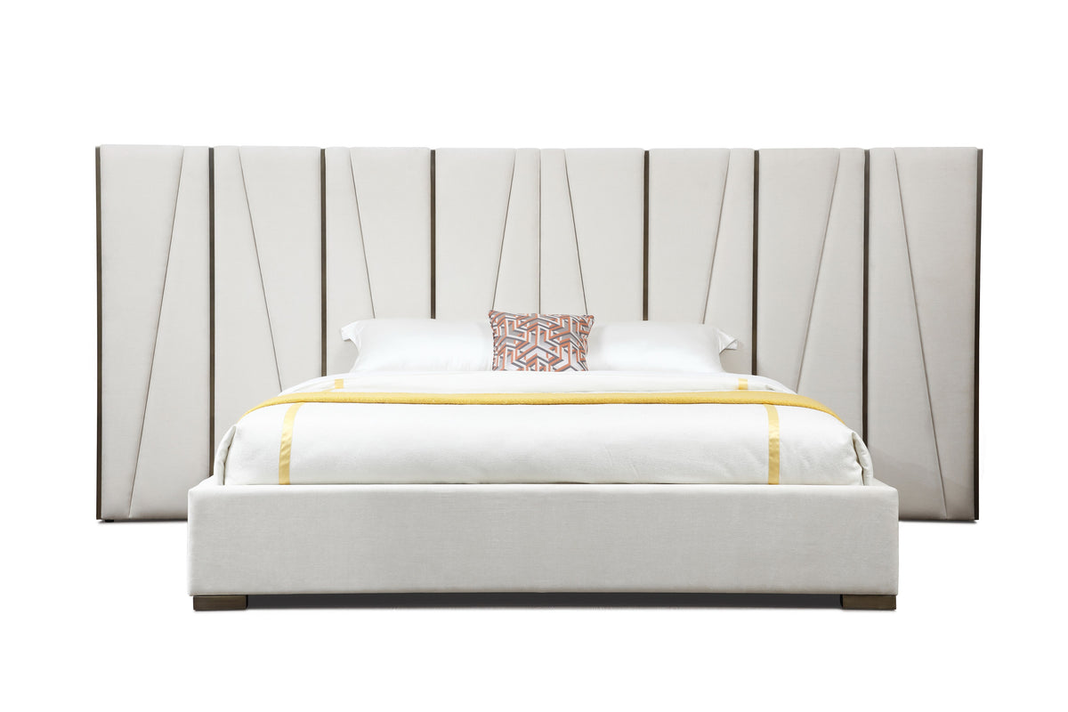 Nixa - Modern Beige Velvet + Brushed Bronze Bed-queen by VIG Furniture - View 1