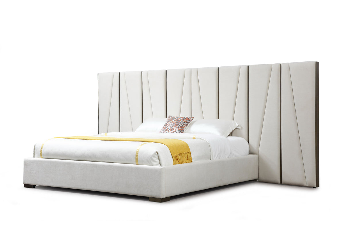 Nixa - Modern Beige Velvet + Brushed Bronze Bed-eastern by VIG Furniture - View 1
