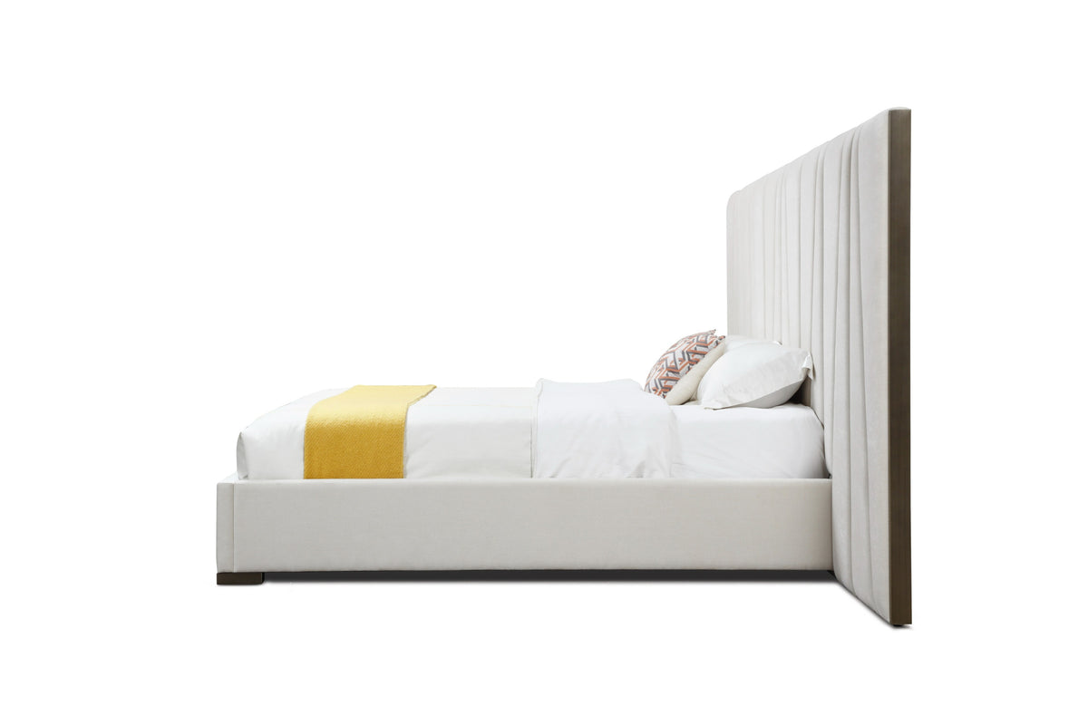 Nixa - Modern Beige Velvet + Brushed Bronze + Birch Bed + Nightstands-eastern by VIG Furniture - View 3