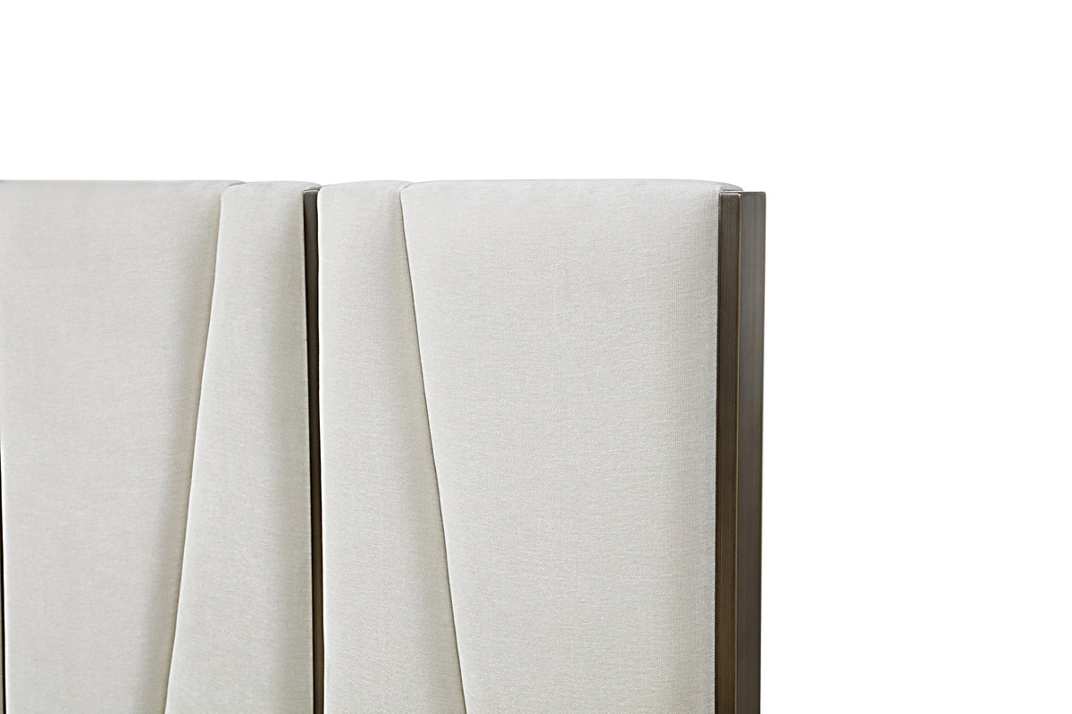 Nixa - Modern Beige Velvet + Brushed Bronze Bed-queen by VIG Furniture - View 4