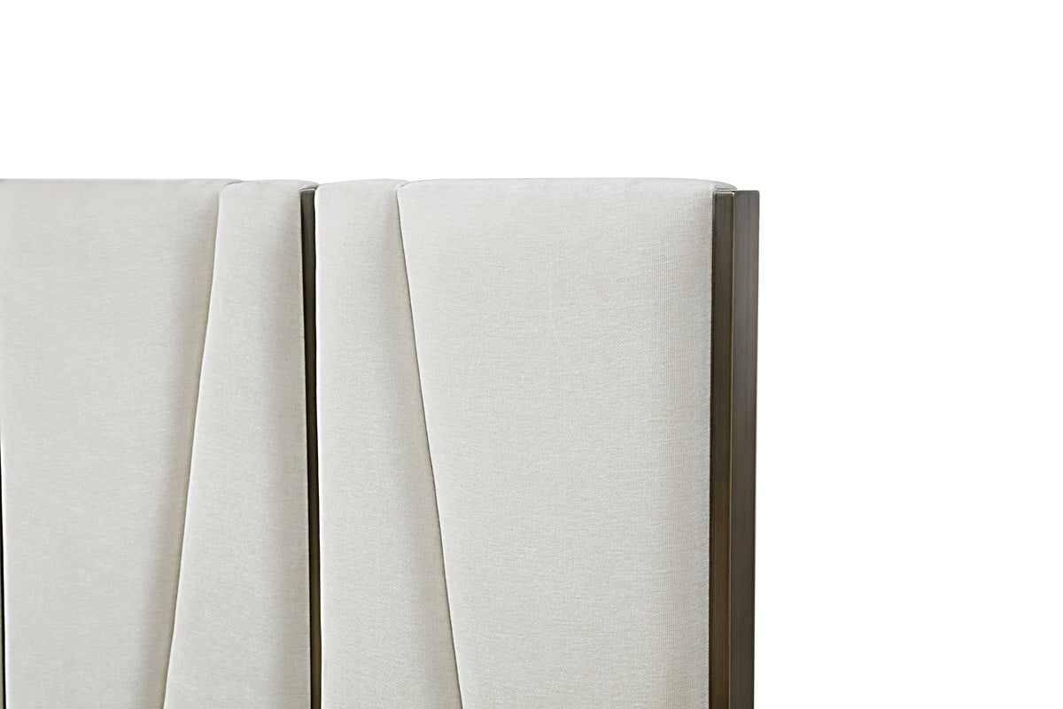Nixa - Modern Beige Velvet + Brushed Bronze + Birch Bed + Nightstands-eastern by VIG Furniture - View 5