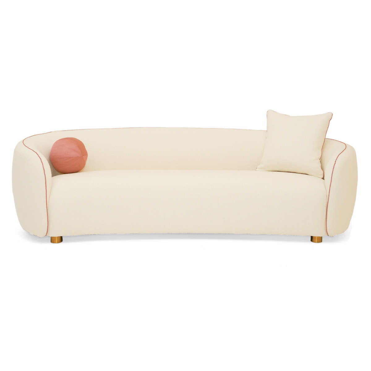 Winfree Modern Off White + Coral Fabric 3-Seater Sofa by VIG Furniture - View 1