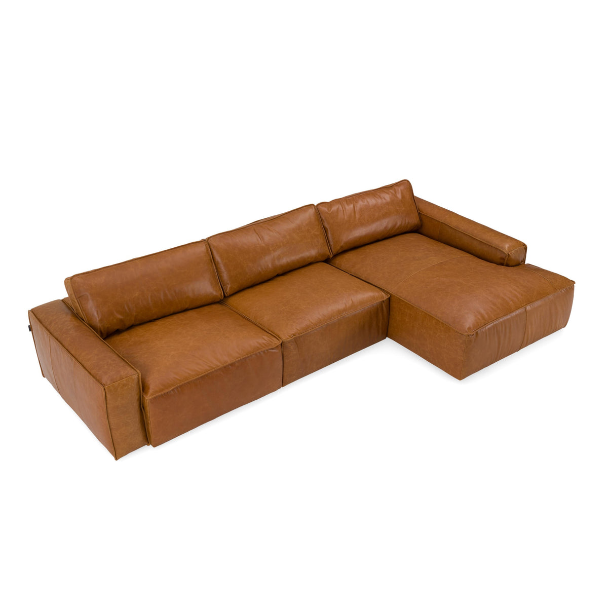 Cambria - Modern RAF Cognac Leather Sectional Sofa by VIG Furniture - View 4