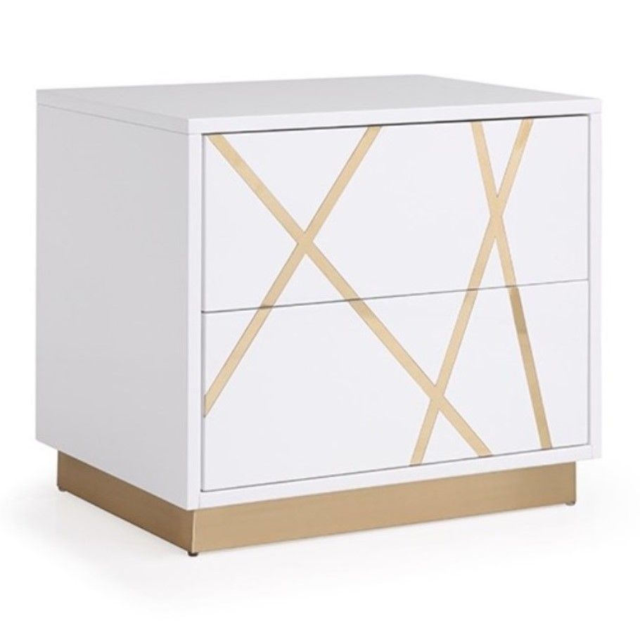 Queen Nixa - Modern White + Gold Bedroom Set